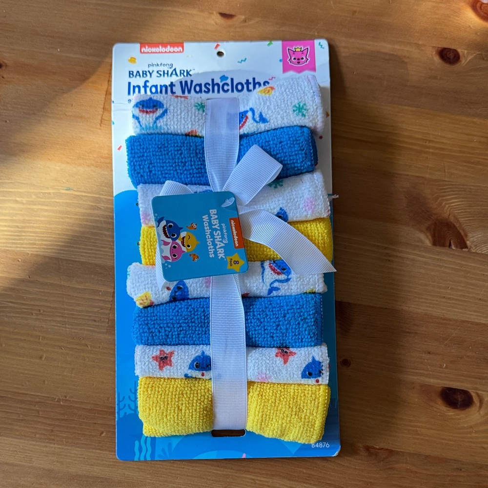 Nickelodeon Baby Shark Washcloth Set - Blue, Yellow, White
